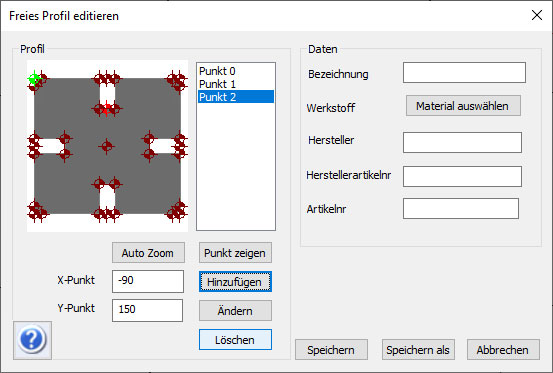 MegaCAD Metall 3D Freie Profile