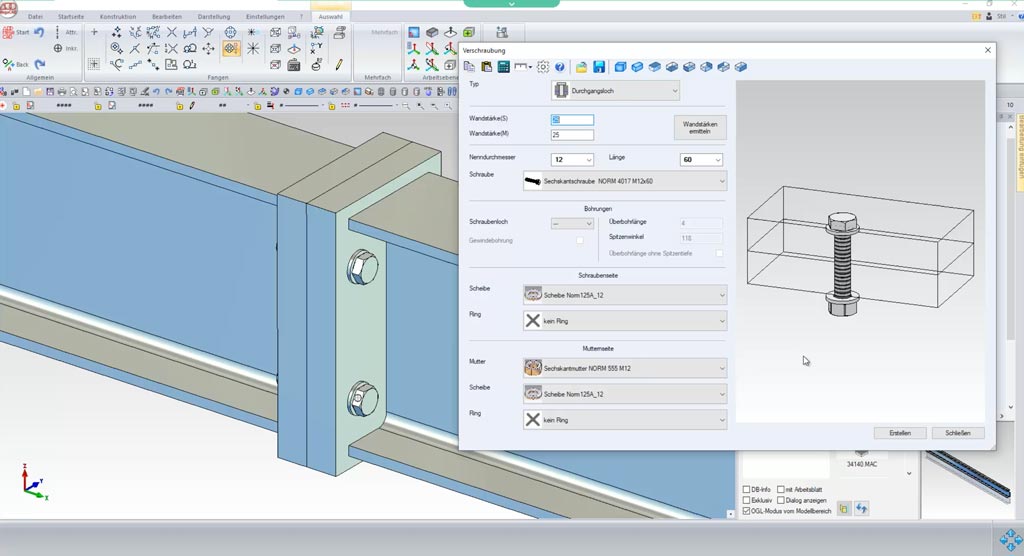 MegaCAD Metall 3D Schraubverbindung